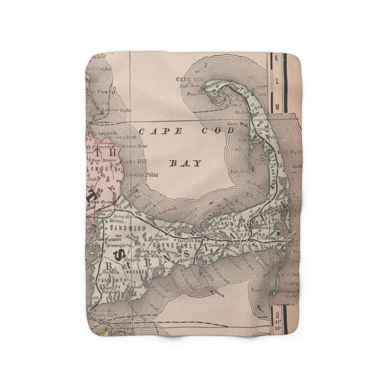 Cape Cod Map Fleece Blanket Cape Cod Map Blanket Cape Cod Etsy
