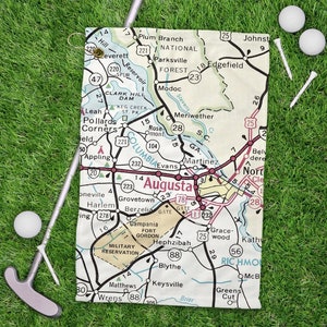 Augusta Georgia Golf Towel - Augusta Map - Fathers Day Gift - Augusta Golf Gift - Gift for Dad - Augusta Golf Trip - Augusta National