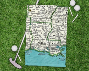 Louisiana Golf Towel - Louisiana Map - Fathers Day Gift - Louisiana Golf Gift - Gift for Dad - Louisiana Golf Trip - Louisiana Golfer