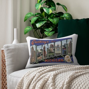 Detroit Michigan Pillow - Detroit Housewarming - Detroit Airbnb - Detroit Gift - Detroit Closing Gift - Detroit Wedding - Detroit Pillow