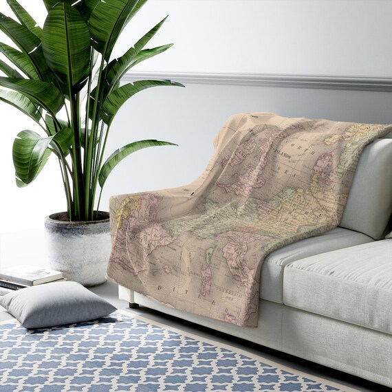 Europe Map Fleece Blanket Europe Map Blanket Europe Etsy