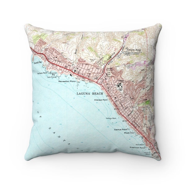 Laguna Beach California Pillow - Laguna Beach Map - Laguna Beach Housewarming Gift - Laguna Beach Airbnb Decor