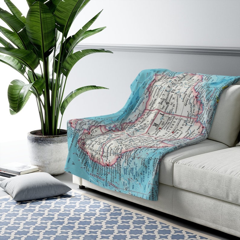 Australia Fleece Blanket Australia Map Blanket Australia Etsy