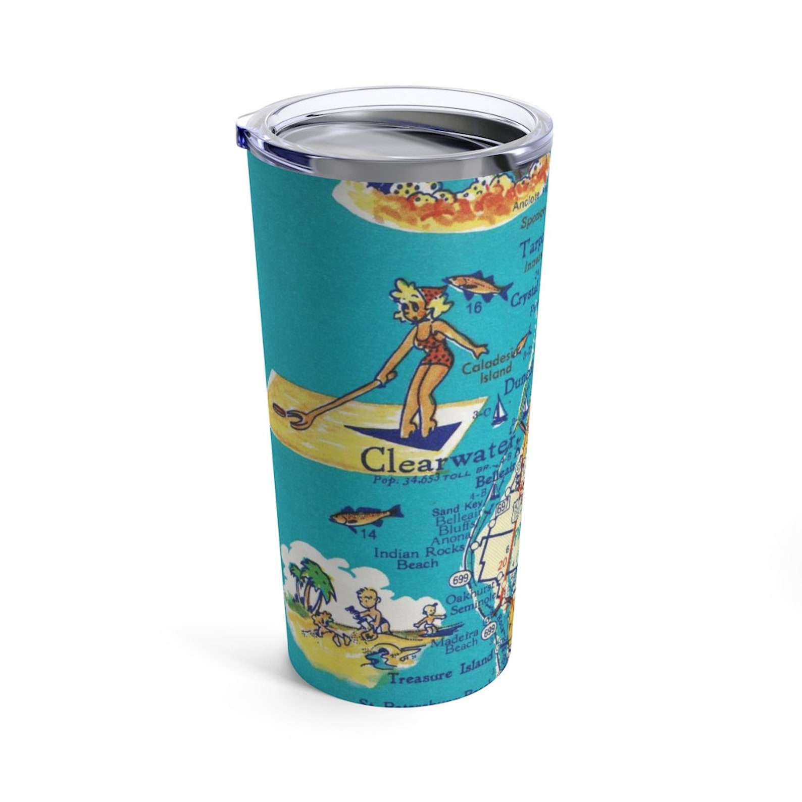 Clearwater Florida Map Tumbler Clearwater Coffee Mug Etsy