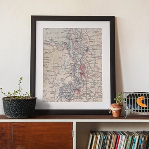 Puget Sound Washington Wall Print - Puget Sound Map - Puget Sound Wall Hanging - Puget Sound Map Poster Print - Puget Sound Map Print