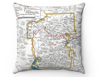 Rocky Mountain National Park Vintage Map Pillow - Rocky Mountain Pillow - Rocky Mountain Map Pillow - Rocky Mountain Wedding - Housewarming
