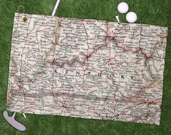 Kentucky Golf Towel - Kentucky Map - Kentucky Fathers Day Gift - Kentucky Golf Gift - Kentucky Golf Trip - Kentucky Tennis Towel