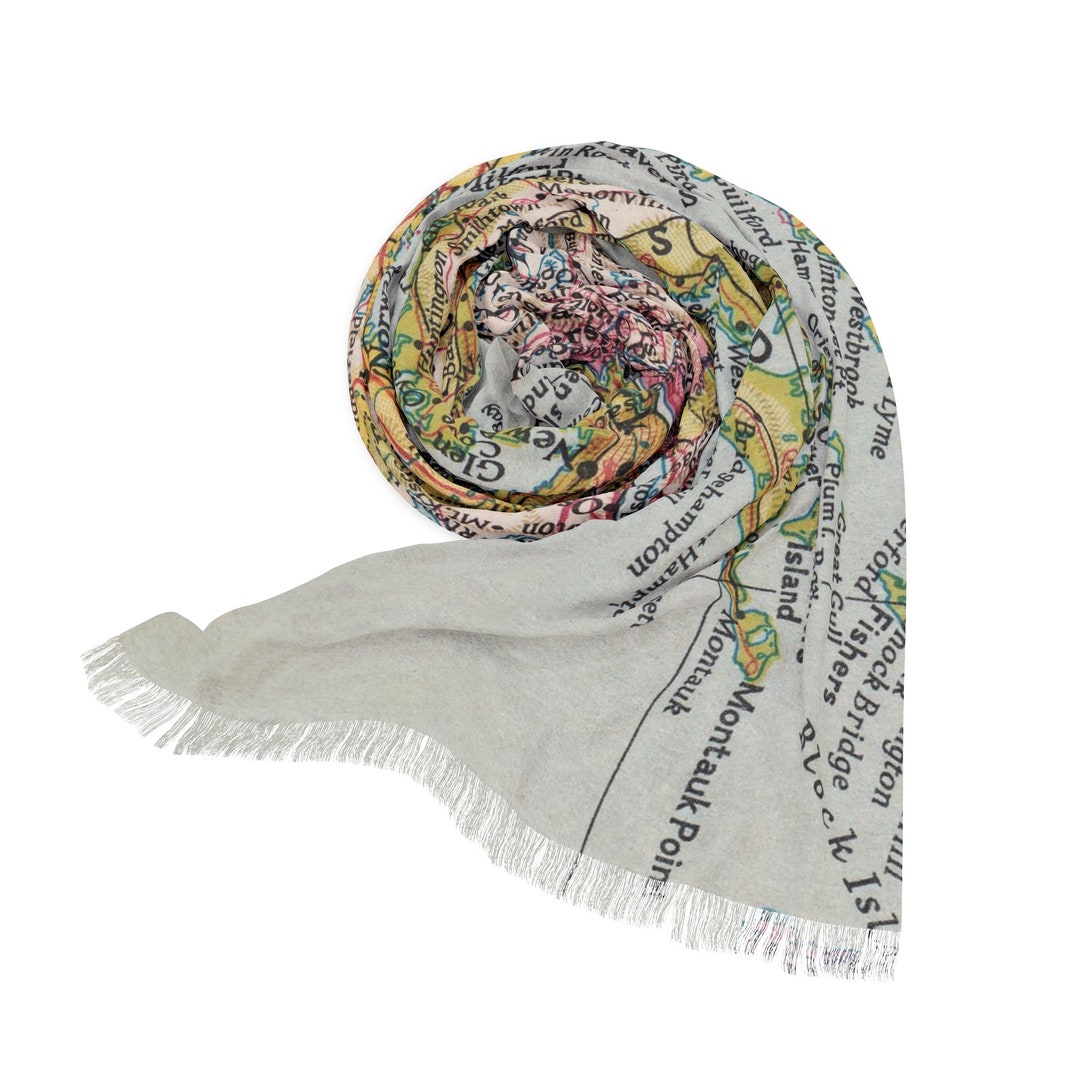 Long Island New York Map Scarf Long Island Scarf Long Island Travel Scarf Long Island Gift Long