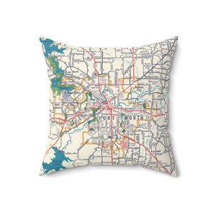 Fort Worth Texas Map Pillow - Ft Worth Pillow - Fort Worth Housewarming Gift - Fort Worth Realtor Gift - Ft Worth Wedding Gift - Ft Worth