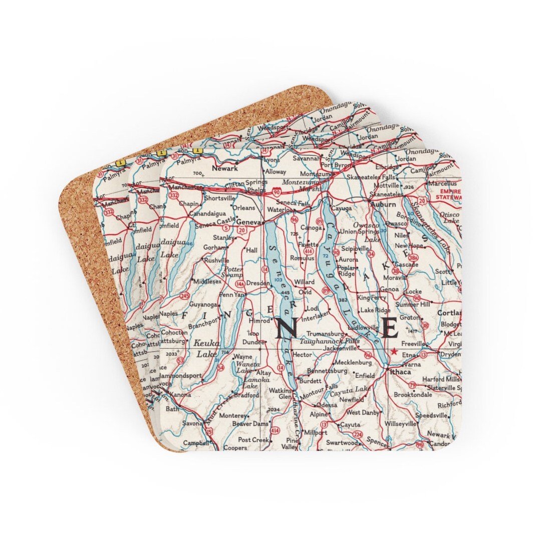 Finger Lakes Map Coaster Set Finger Lakes Coasters Finger Lakes Airbnb