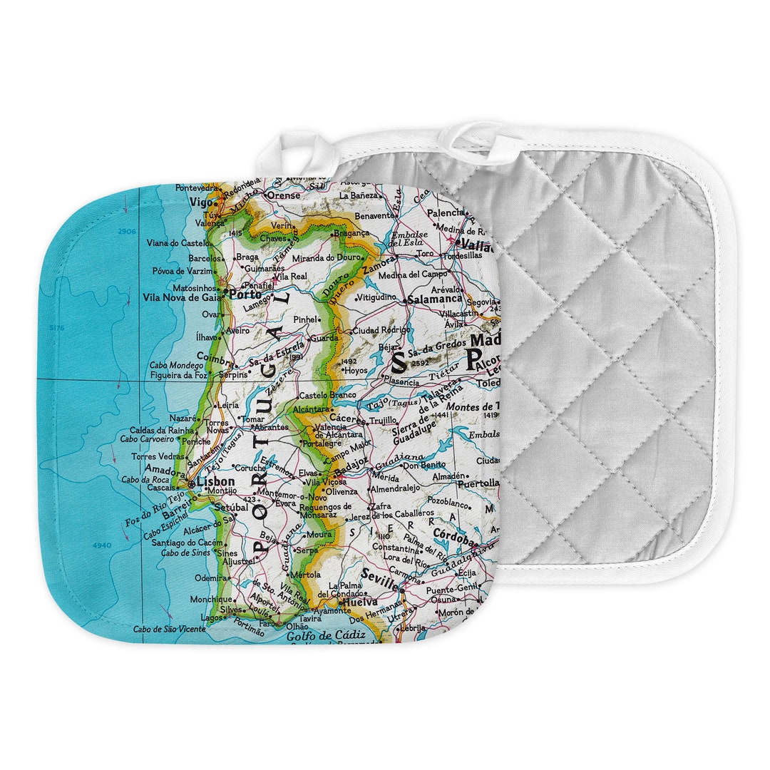 Portugal Map Hot Pad Portugal Map Pot Holder Portugal Kitchen Portugal