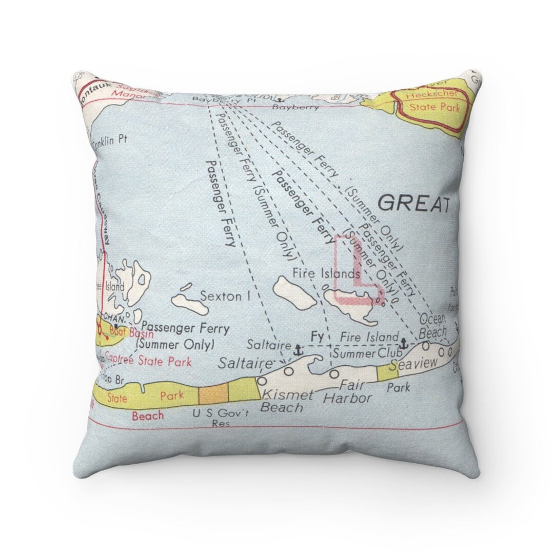 Kismet Beach Fire Island Map Pillow Kismet Beach Pillow Fire Island