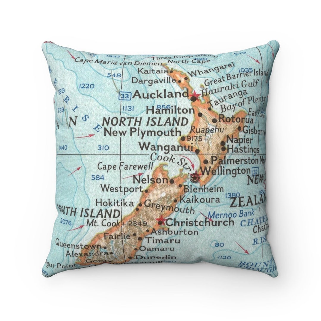New Zealand Map Pillow New Zealand Pillow New Zealand Etsy