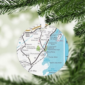 Tulum Mexico Map Ornament - Tulum Christmas Ornament - Tulum Gift - Tulum Christmas - Tulum Airbnb