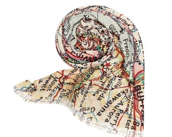 Lake Erie Map Scarf - Lake Erie Travel Scarf - Lake Erie Map Wrap - Lake Erie Pashmina - Lake Erie Vacation - Lake Erie Trip