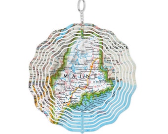 Maine Map Garden Spinner - Maine Wind Spinner - Maine Garden Decor - Maine Airbnb - Maine Garden Spinner