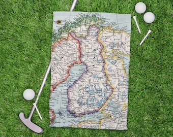 Finland Golf Towel - Finland Map - Fathers Day Gift - Finland Golf Gift - Gift for Dad - Finland Golf Trip - Finland Groomsmen Gift