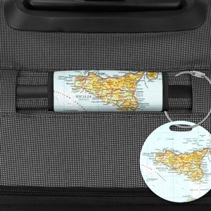 Sicily Map Luggage Tag - Sicily Map - Sicily Vacation - Sicily Airport Tag - Sicily Suitcase Tag - Sicily Vacation - Sicily Luggage Tag