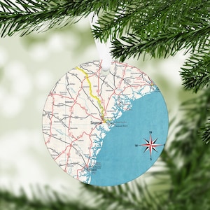 Savannah Georgia Map Ornament - Savannah Realtor Gift - Savannah Christmas - Savannah Vacation - Savannah Christmas Ornament