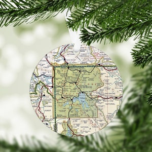 Yellowstone National Park Map Ornament - Yellowstone Christmas Ornament - Yellowstone Gift - Yellowstone Vacation Ornament - Yellowstone Map