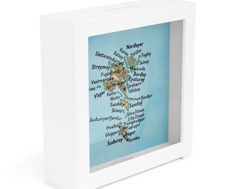 Faroe Islands Shadow Box Bank - Faroe Islands Trip Savings Box - Faroe Islands Vacation Fund - Faroe Islands Trip Gift - Faroe Islands Map