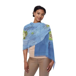 Galapagos Islands Map Scarf - Lightweight Travel Shawl, Island-Inspired Gift, Ecuador Accessory, Eco Travel Scarf, Galapagos Vacation