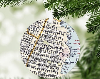 Hoboken New Jersey Map Ornament - Hoboken Ornament - Hoboken Gift - Hoboken Christmas - Hoboken Airbnb