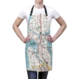 Seattle Map Apron - Seattle Apron - Seattle Father's Day Gift - Seattle Housewarming Gift - Seattle Cookout Gift
