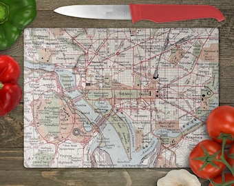 Washington DC Map Cutting Board - Map Charcuterie Board - Washington DC Airbnb Decor - Washington DC Kitchen - Cheese Board