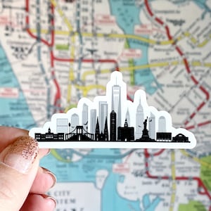 New York City Skyline Laptop Sticker - New York City Water Bottle Sticker - Wanderlust Sticker - Sticker for Traveler - Wanderlust Decal