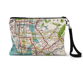 URBAN BOBBY 【SUBWAY pouch】 NYC Subway Map Pouch - New York City Map Wristlet - NYC