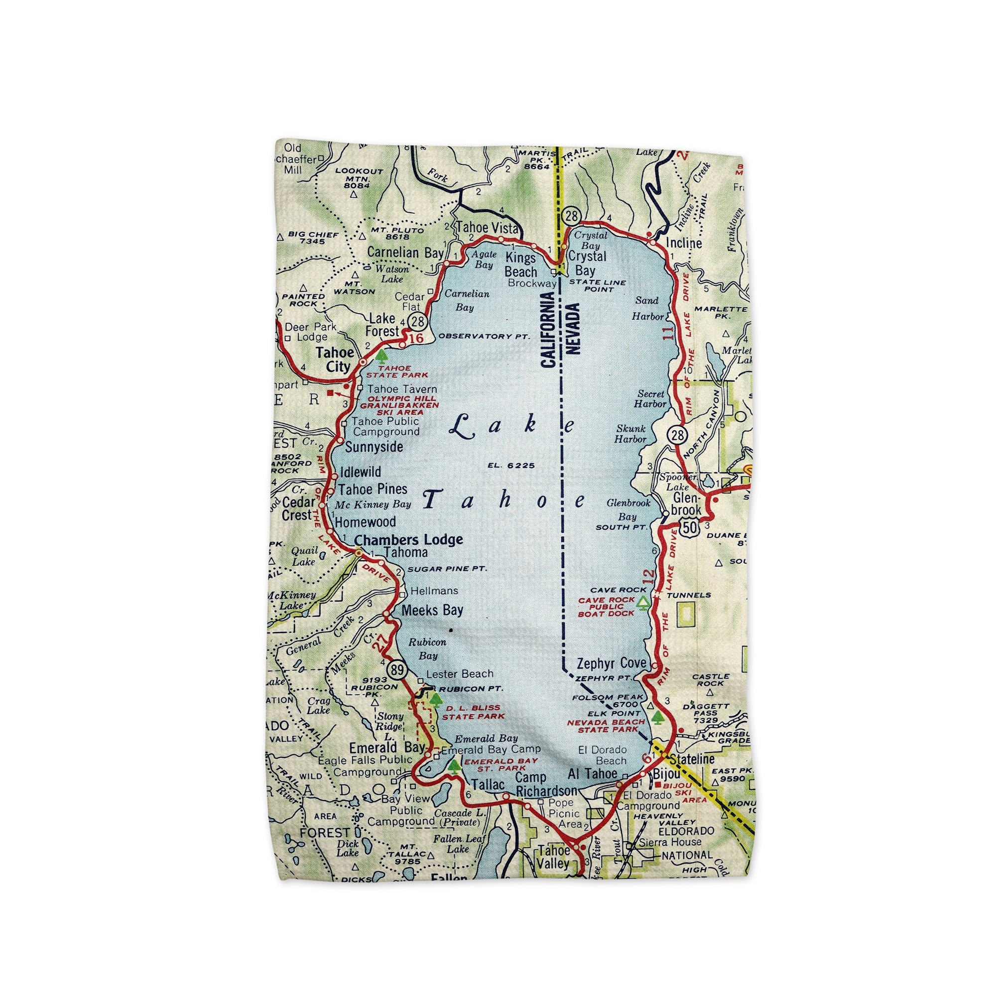 Lake Tahoe Map Tea Towel - Lake Tahoe Kitchen Towel - Lake Tahoe Dish Towel - Lake Tahoe Kitchen - Lake Tahoe Airbnb - Lake Tahoe Realtor