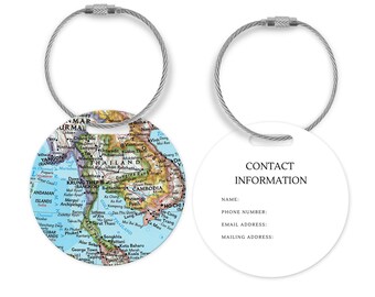 Thailand Map Luggage Tag - Thailand Travel Gift - Thailand Luggage Tag - Thailand Vacation - Thailand Map - Thailand Native