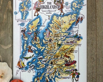 Scottish Highlands Map Cutting Board - Scottish Highlands Charcuterie Board - Scottish Highlands Cheese Board - Scottish Gift - Scotland Map