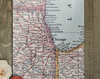 Tabla de corte de mapas de Chicago Illinois - Junta de charcutería de Chicago - Airbnb de Chicago - Regalo de boda de Chicago - Tabla de quesos de Chicago