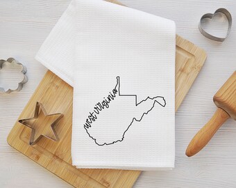 West Virginia Tea Towel - West Virginia Kitchen Towel - West Virginia Dish Towel - West Virginia Closing Gift - West Virginia Realtor