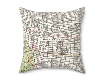 Crown Heights Brooklyn New York Map Pillow - Crown Heights Wedding Gift - Crown Heights Housewarming Gift - Crown Heights Realtor Gift