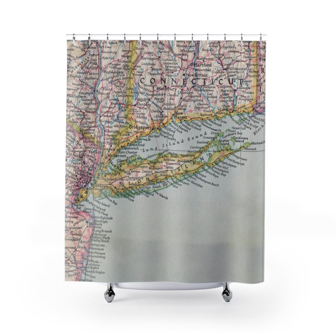 Long Island New York Map Shower Curtain Long Island Airbnb Etsy