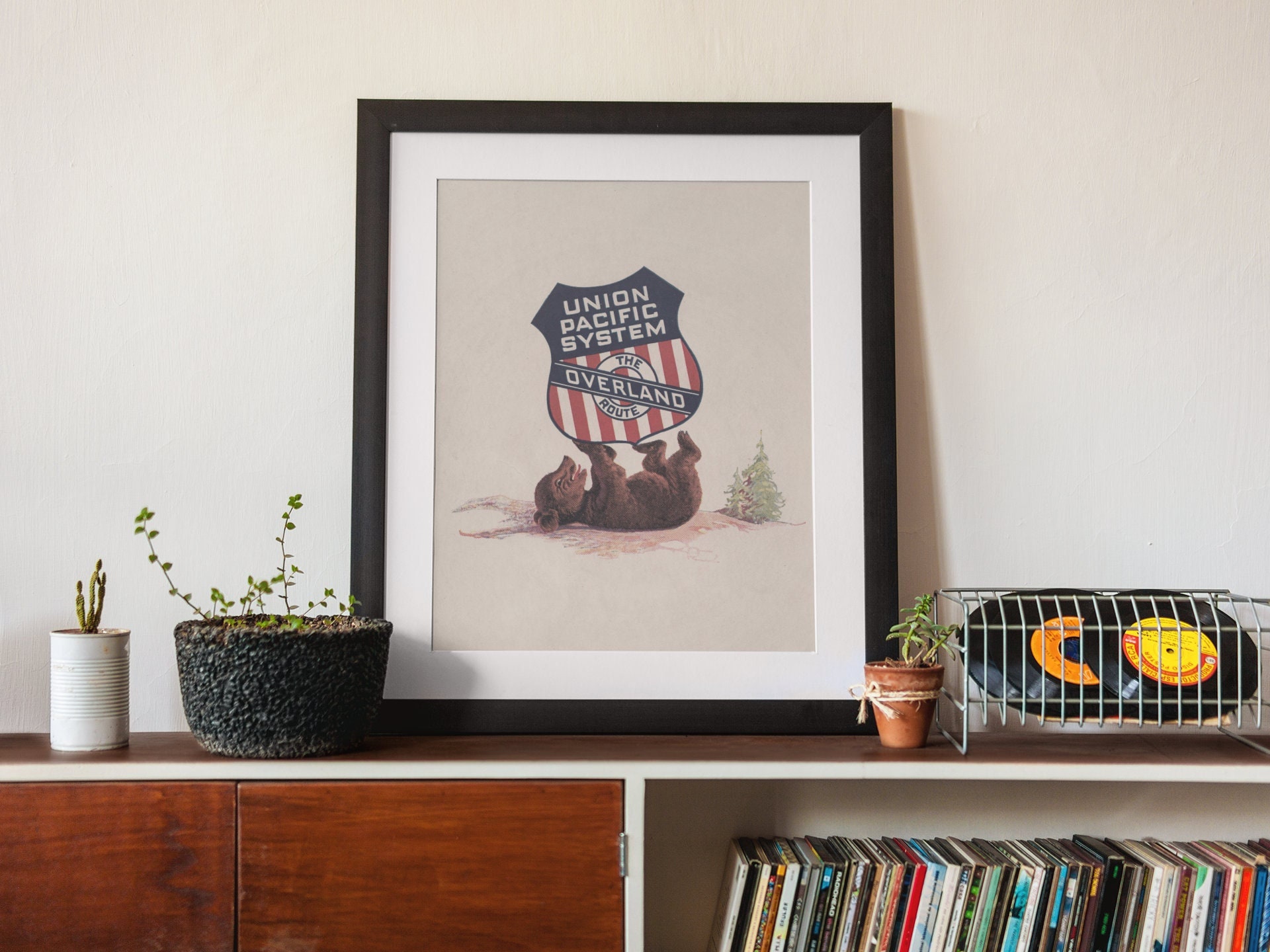 Union Pacific Art Print Overland Route vintage wall art Railroad decor for home Train-themed wall art Retro travel poster American railroad