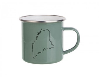 Maine Mug - Maine Camping Gift - Maine Camp Mug - Maine Tin Mug - Tin Camping Mug - Maine Enamel Mug - Maine Hiking Gift