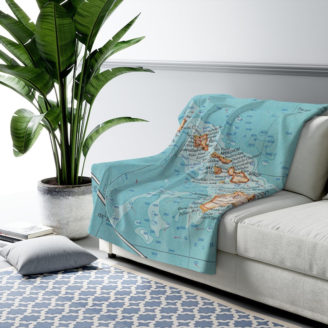 Hawaii Map Fleece Blanket Hawaii Blanket Wedding Gift Etsy