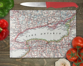 Lake Ontario Map Cutting Board - Charcuterie Board - Lake Ontario Airbnb - Lake Ontario Cheese Board - Lake Ontario Kitchen