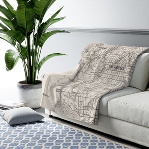 Los Angeles Map Fleece Blanket - Los Angeles Blanket - Housewarming Gift - Los Angeles Airbnb Decor - Los Angeles Throw Blanket
