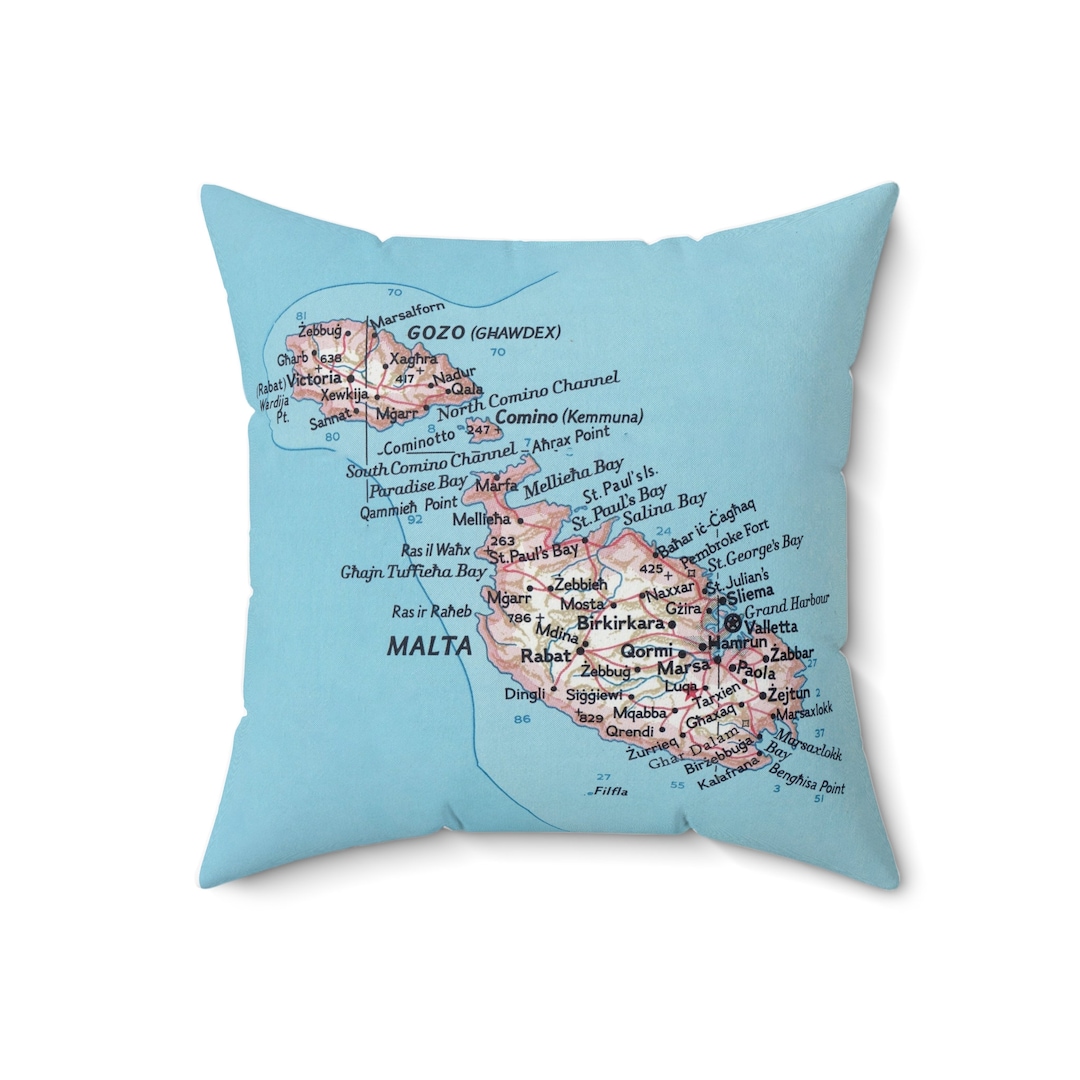 Malta Map Pillow Malta Map Pillow Malta Airbnb Malta Gift Malta Wedding Gift Malta Map Malta