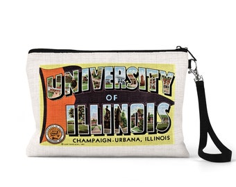 Bolsa de postal de la Universidad de Illinois - Bolsa del día del juego de la Universidad de Illinois - Bolsa de maquillaje de la Universidad de Illinois - Universidad de Illinois