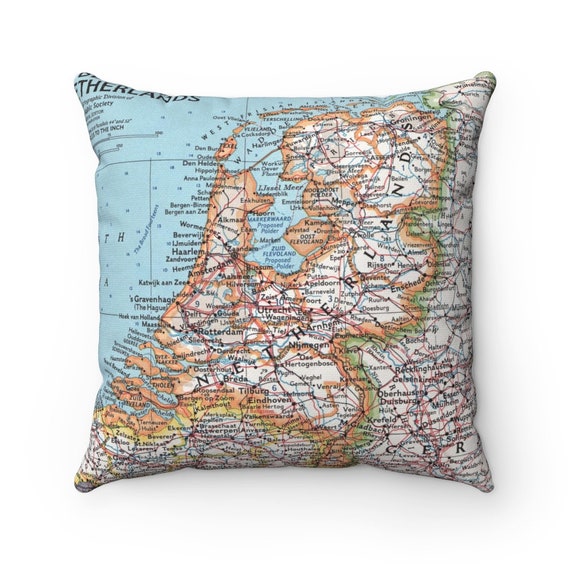 The Netherlands Vintage Map Pillow Netherlands Pillow Etsy