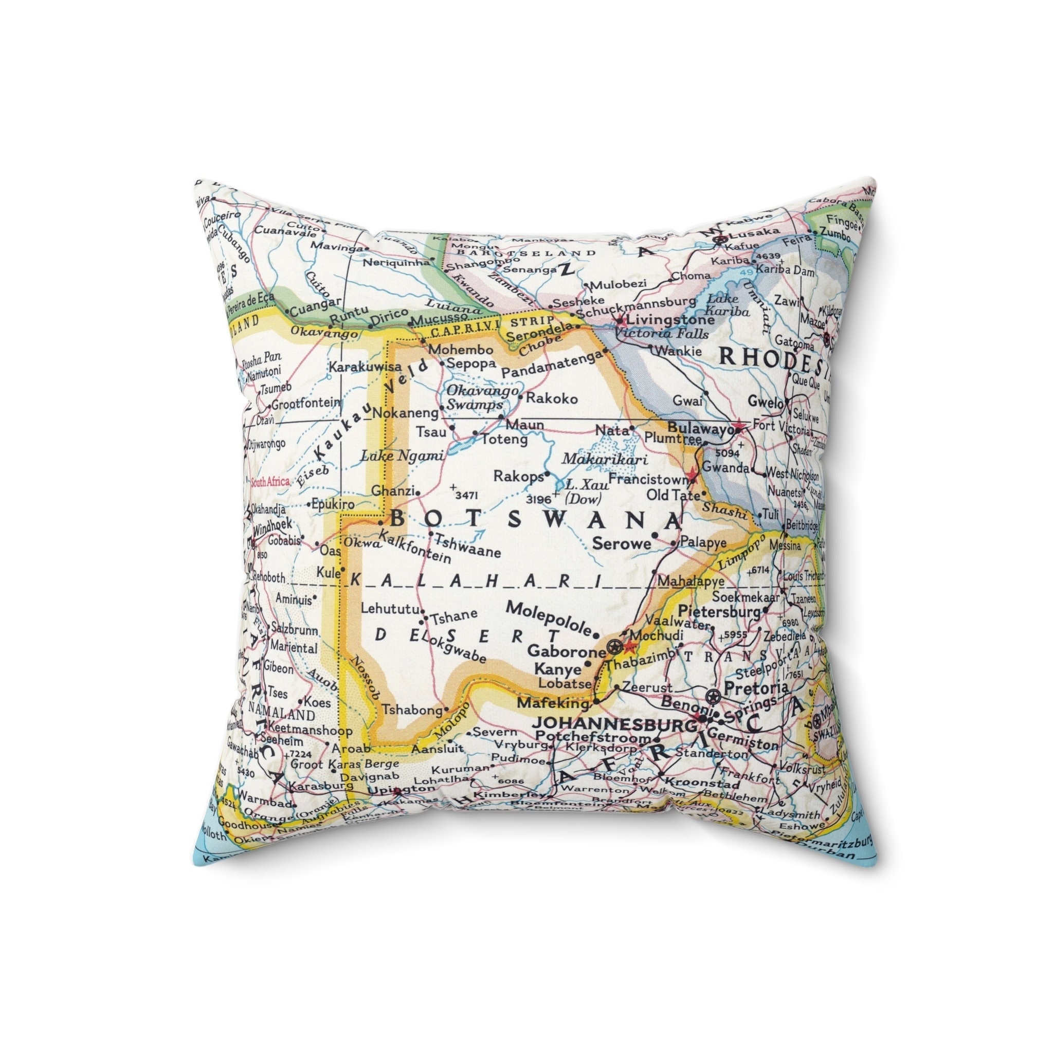 Botswana Vintage Map Pillow - Botswana Pillow - Botswana Map Pillow - Housewarming Gift - Safari-Inspired African Decor - Okavango Delta