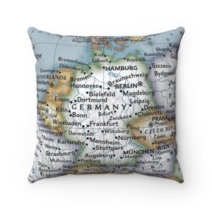 Germany Map Pillow - Germany Wedding Gift - Germany Pillow - Germany Housewarming Gift - Germany Study Abroad - German Exchange Student