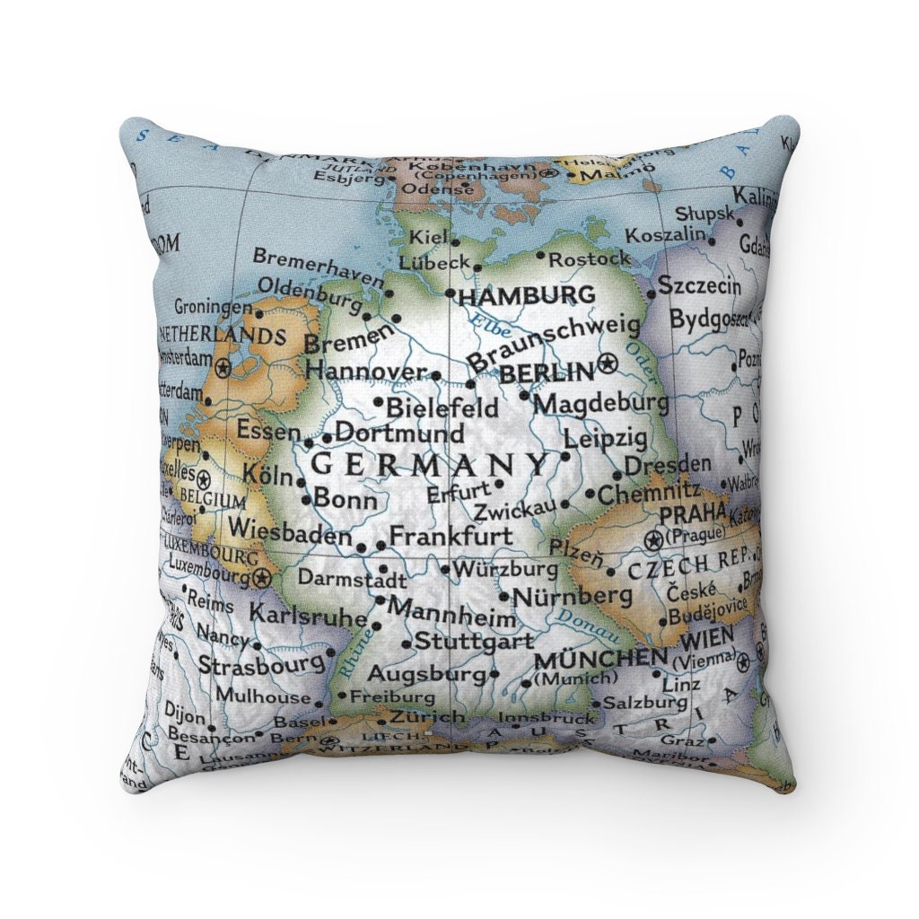 Germany Map Pillow Germany Wedding Gift Germany Pillow Etsy