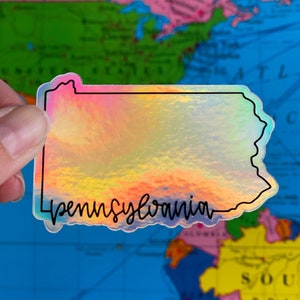 Holographic Pennsylvania Laptop Sticker - Pennsylvania Bottle Sticker - Pennsylvania Vinyl Sticker - Pennsylvania Decal - Pennsylvania Decal